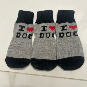 Gray and Black Dog Socks with Red Heart 3